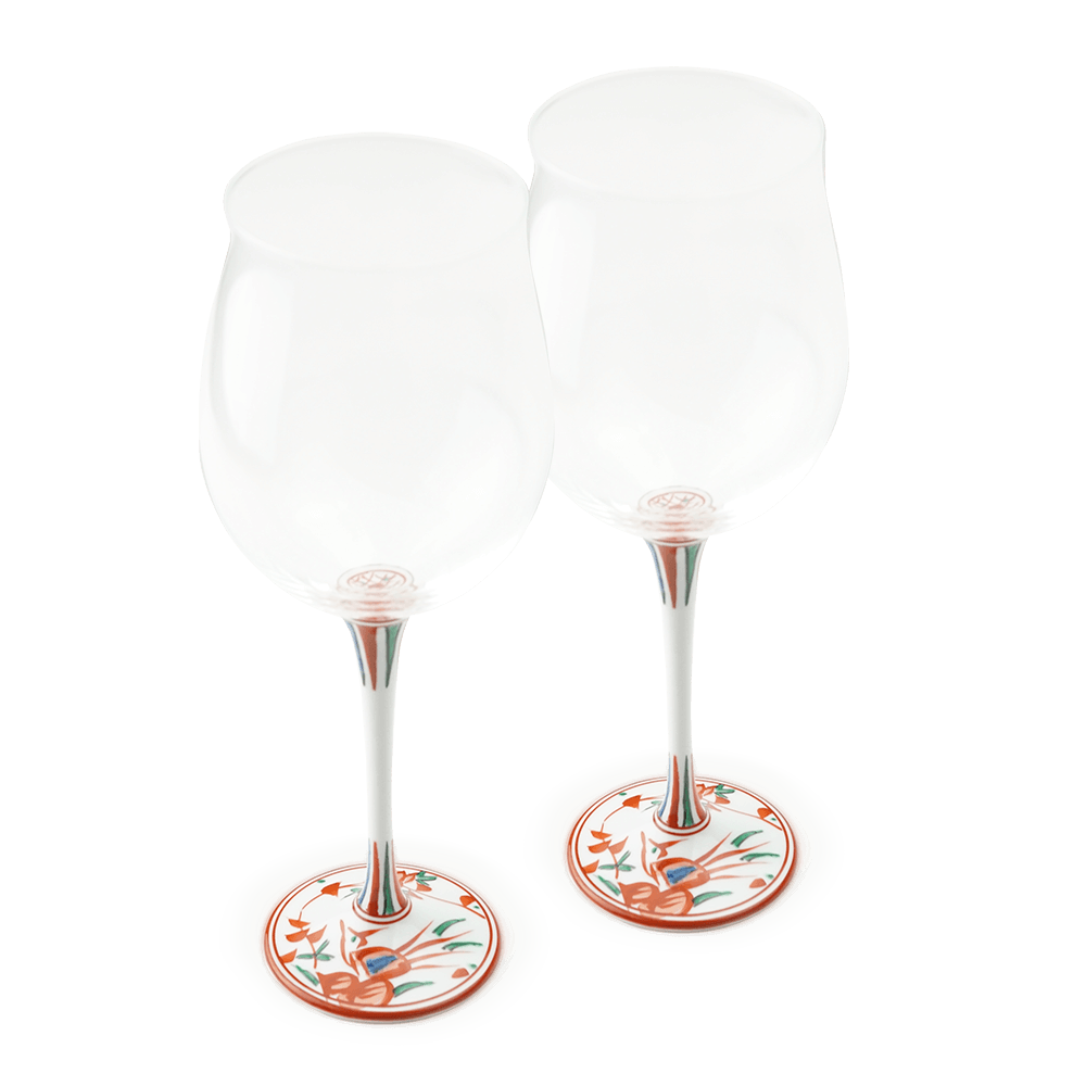 Arita Ware Wine Glasses - Iroe Manreki Design