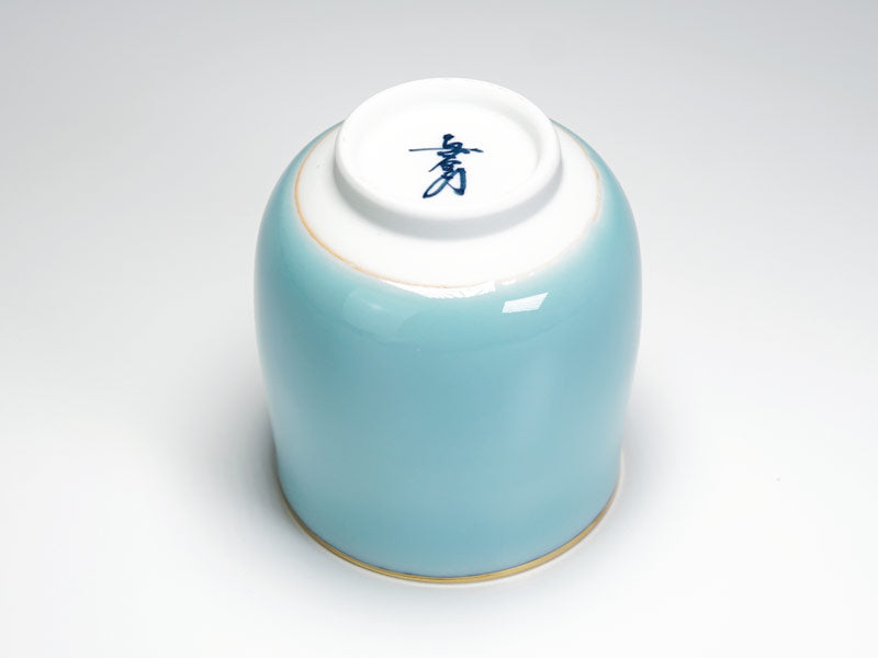 Shinemon Kiln Yunomi Japanese Teacup "Soranohikari" - Kinuta Celadon, Gold Decoration