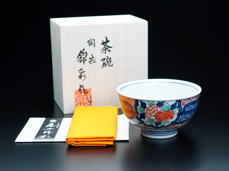 Rice Bowl - Somenishiki Cherry Blossom, Chrysanthemum and Peony, Arita Ware