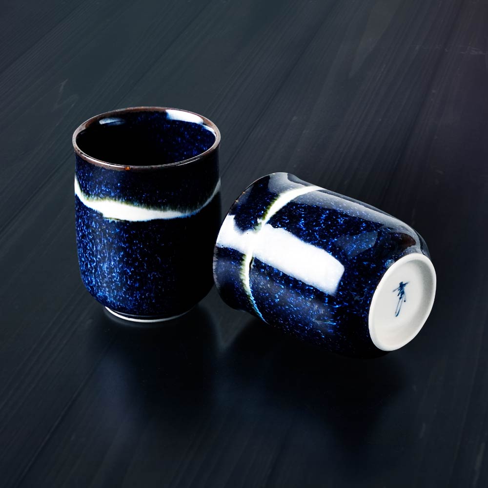 Shinemon Kiln Pair of Yunomi Japanese Teacups "Ginga" (Galaxy) - Arita Ware