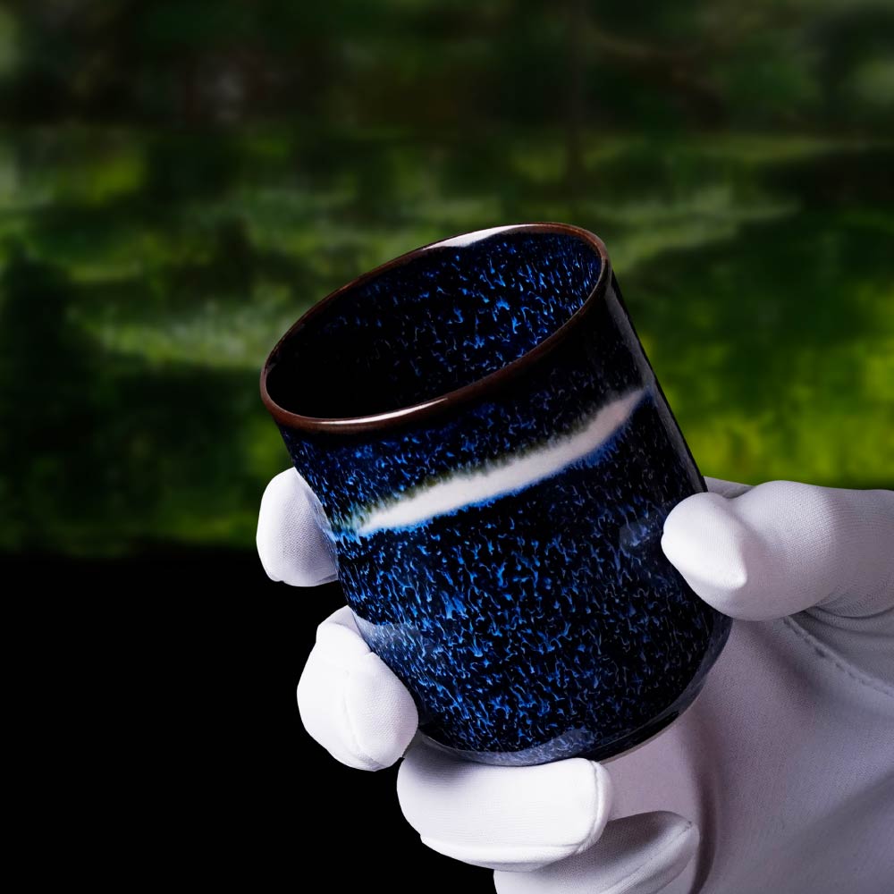Shinemon Kiln Pair of Yunomi Japanese Teacups "Ginga" (Galaxy) - Arita Ware