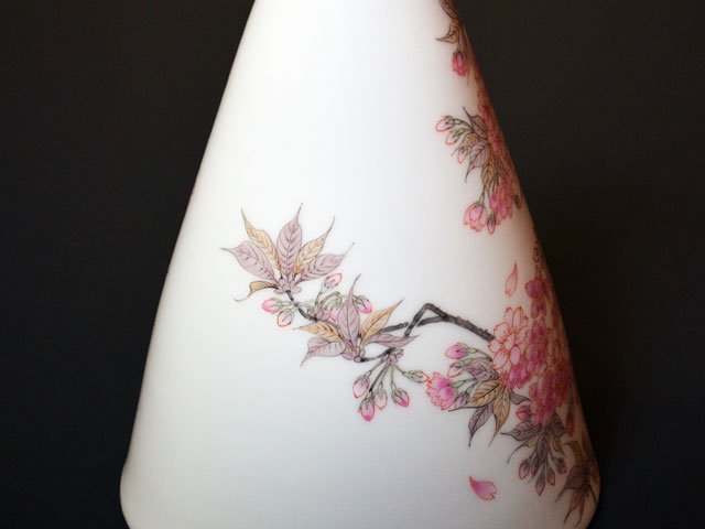 Arita Ware Vase - Iroe Cherry Blossoms, Hand Painted by Obata Yuji