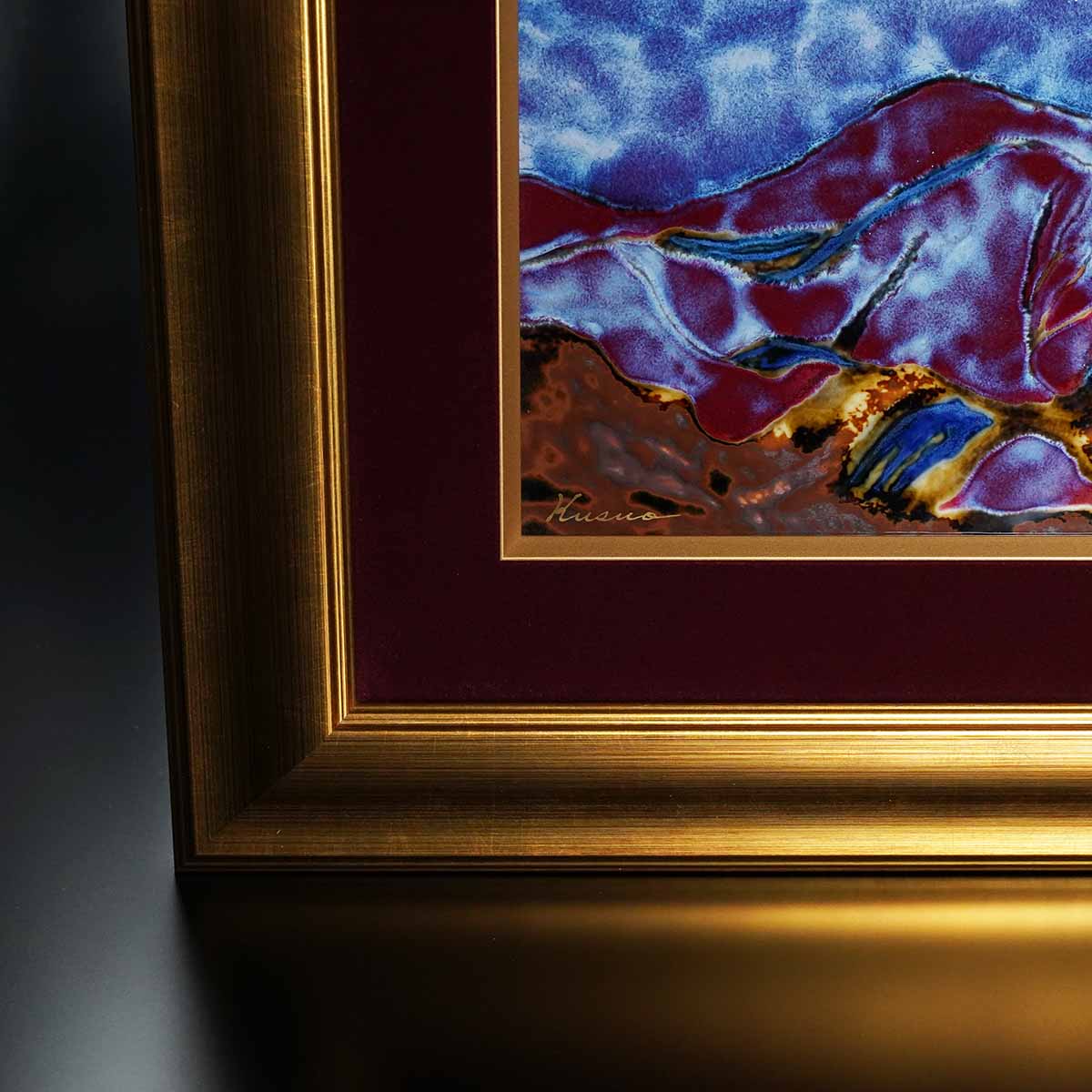 Shinemon Kiln Ceramic Framed Artwork "Mountain Scenery" - Arita Ware
