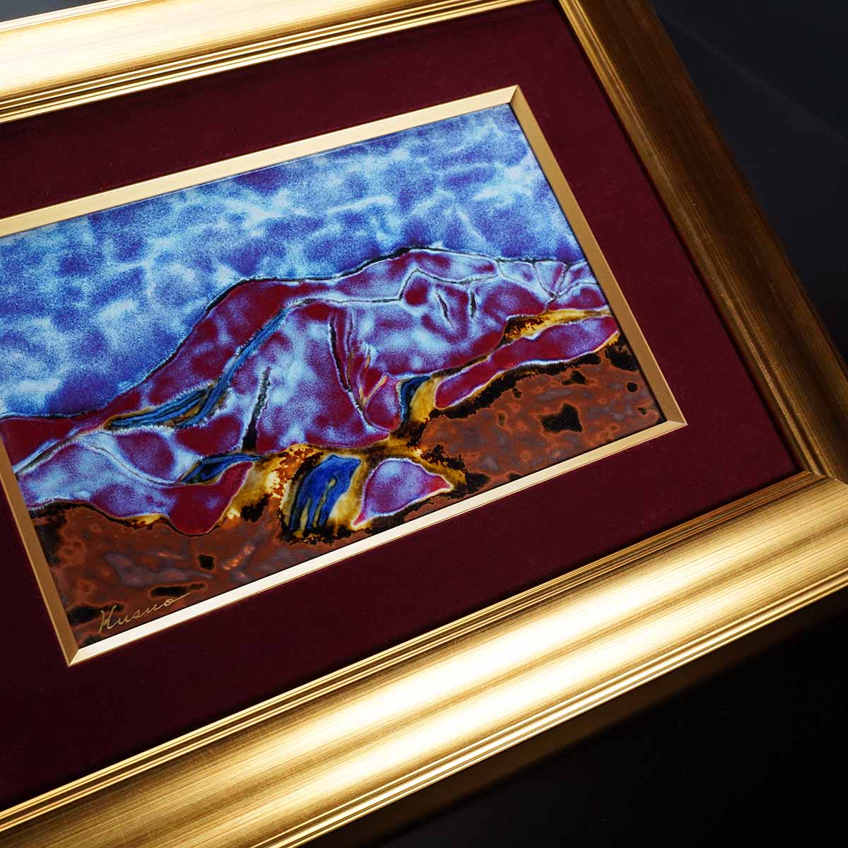 Shinemon Kiln Ceramic Framed Artwork "Mountain Scenery" - Arita Ware