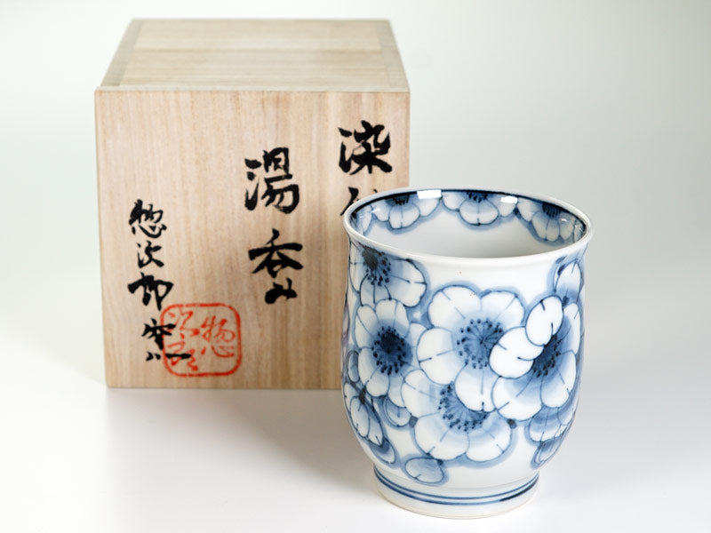 Sojiro Kiln Yunomi Japanese Teacup - Sometsuke Cherry Blossoms, Arita Ware