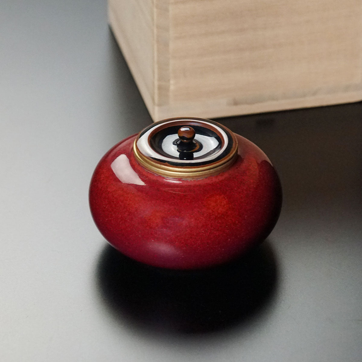 Chaire (Tea Caddy) "Jukushi" Ripe Persimmon - Akane-Shinsha, Shinemon Kiln