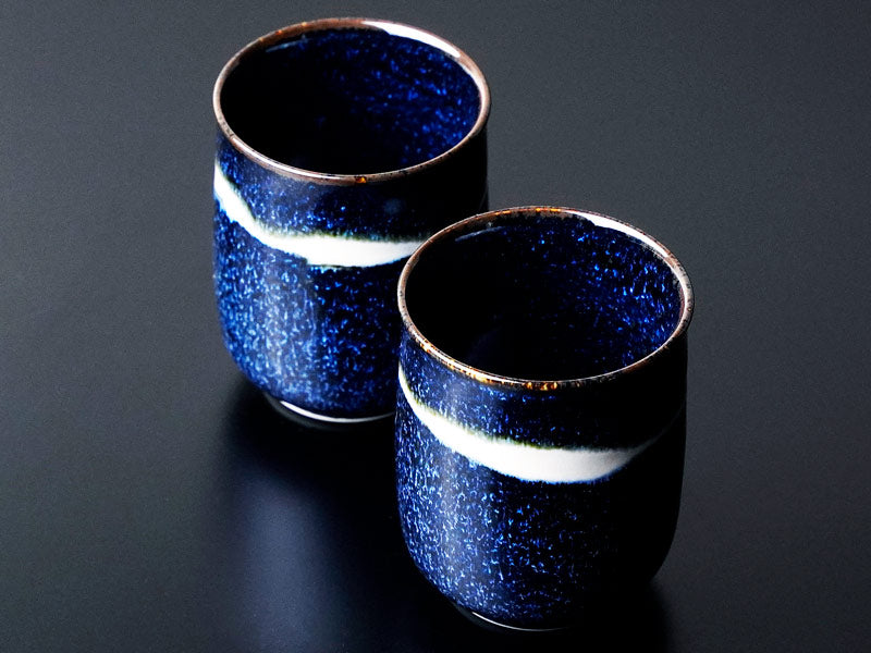 Mutsuzoroi Pair Set "Ginga" - Rice Bowls and Yunomi, Shinemon Kiln