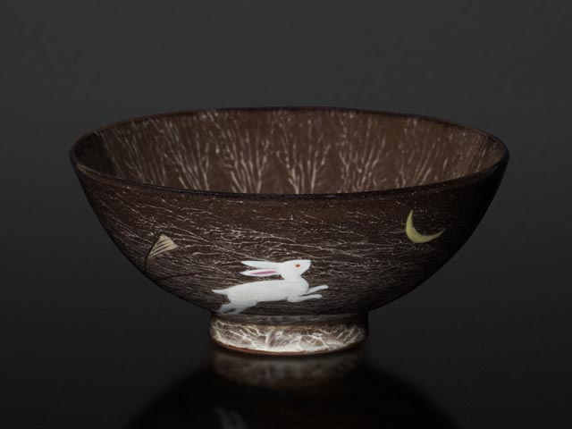 Four Gagyu, paire de bols à riz – lièvre de lune, porcelaine d’Arita
