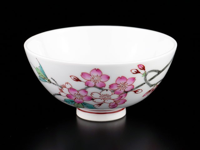 Four Jin, paire de bols à riz – cerisiers Iroe, porcelaine d’Arita