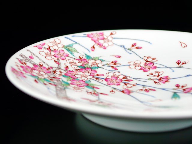 Arita Ware Decorative Plate - Iroe Cherry Blossoms, Hand Painted by Obata Yuji