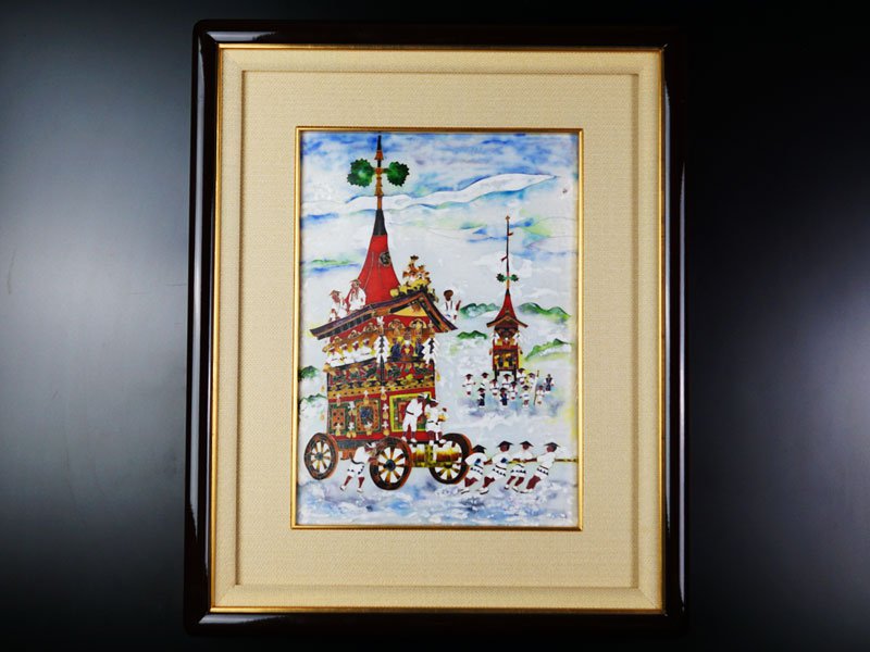 Sankougei Ceramic Framed Artwork "Gion Festival" - Kyoto Shippo