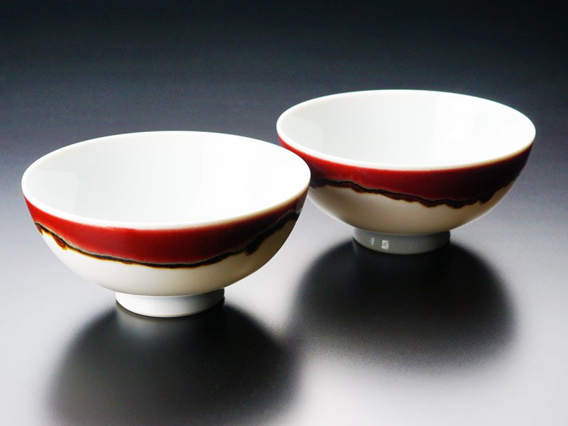 Shinemon Kiln Pair of Rice Bowls "Silk Road" - Arita Ware