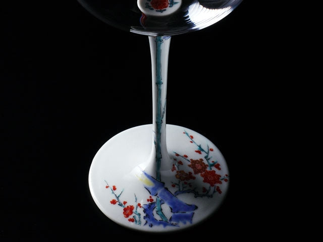 Fukusen Kiln Wine Glass "Shikohai" - Kakiemon Style, Arita Ware