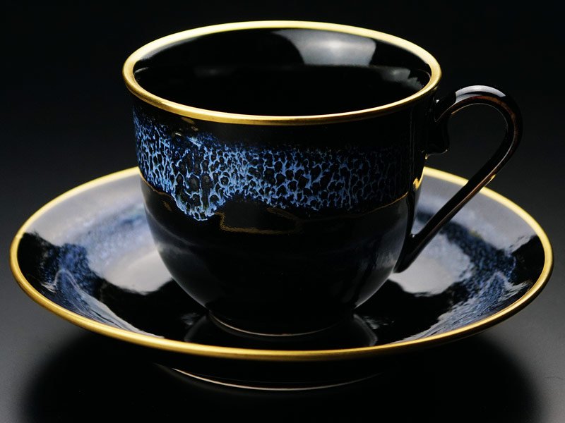 真右卫门窑咖啡杯「Aoki-Myojo」曜光 - 金彩,有田烧