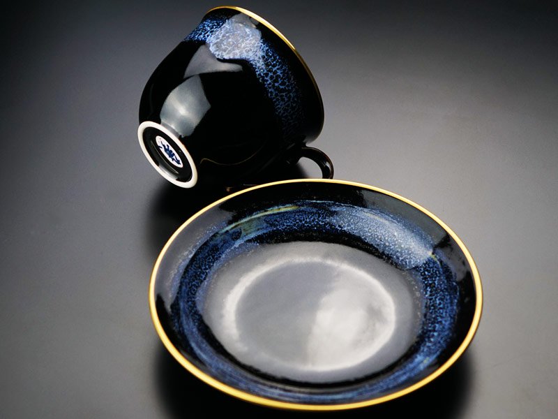 真右卫门窑咖啡杯「Aoki-Myojo」曜光 - 金彩,有田烧