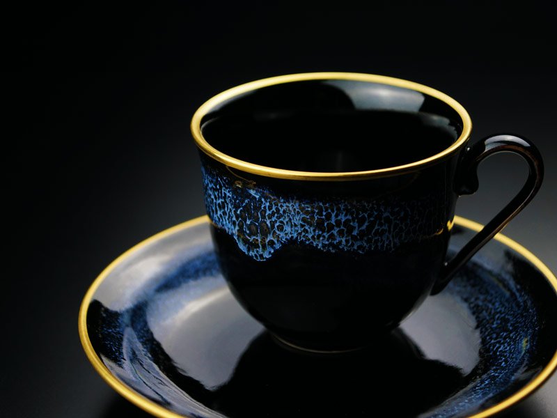 真右卫门窑咖啡杯「Aoki-Myojo」曜光 - 金彩,有田烧