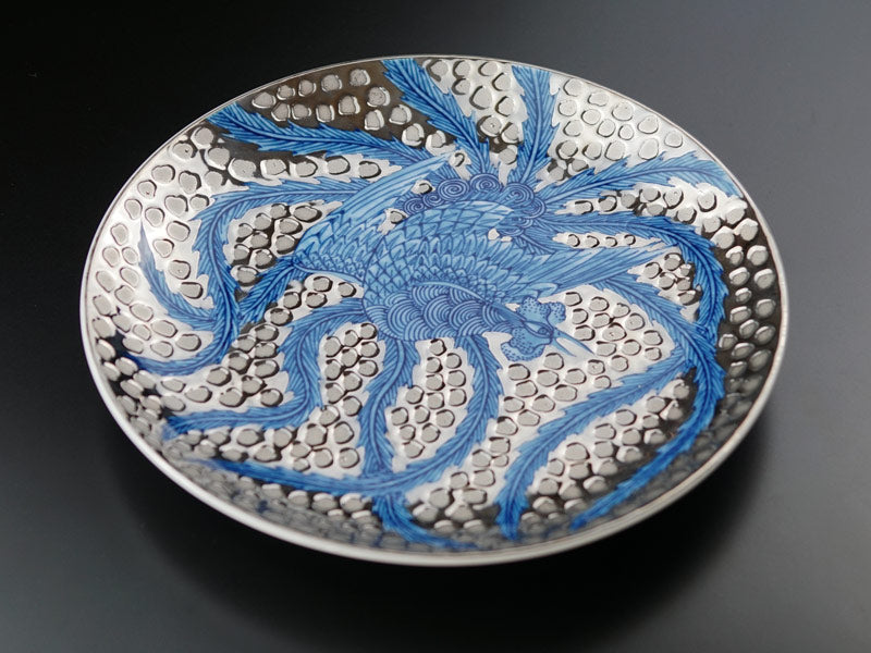Arita Ware Decorative Plate - Phoenix, Somenishiki with Platinum