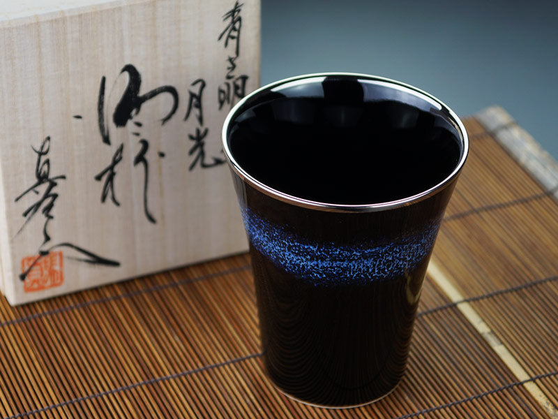 Japanese Whisky Glass "Gekkou" - Platinum Decoration, Shinemon Kiln, Arita Ware