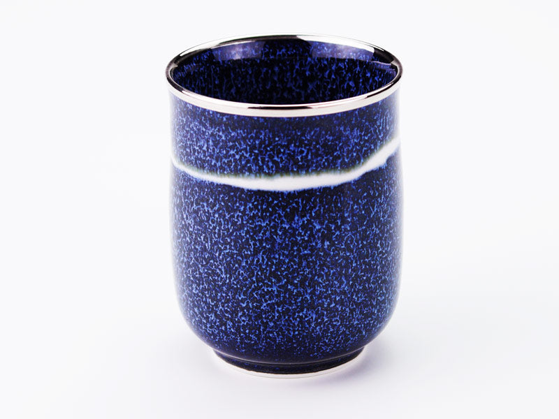 Shinemon Kiln Yunomi Japanese Teacup "Seiten" Ginga - Platinum Decoration