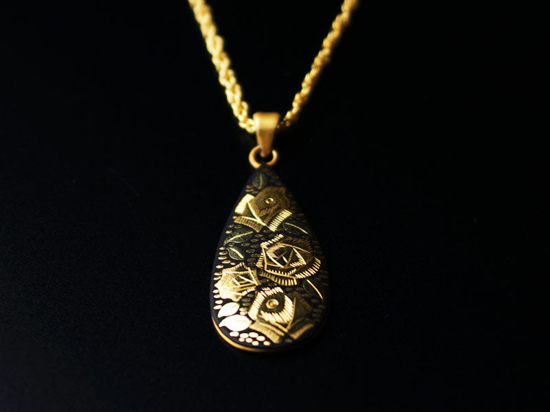 Pure Gold Kyoto Inlay Necklace - Rose
