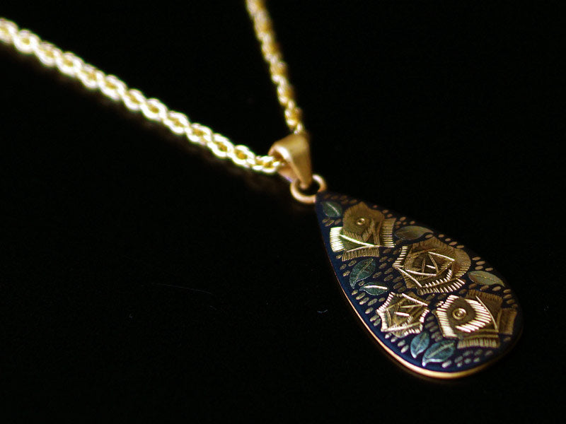 Pure Gold Kyoto Inlay Necklace - Rose