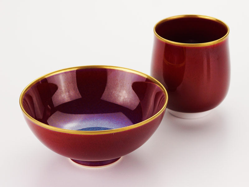 Ensemble bol à riz et tasse à thé (yunomi) Yohen-Shinsha « Hananohikari » – four Shinemon, porcelaine d’Arita