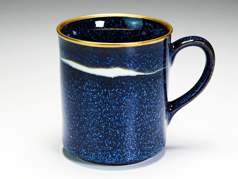Shinemon Kiln Pair of Coffee Mugs "Seiten" - Gold & Platinum, Arita Ware