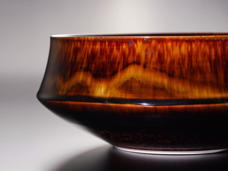 Shinemon Kiln Flower Vase "Horaisan" (Mount Horai) - Tortoiseshell Tenmoku