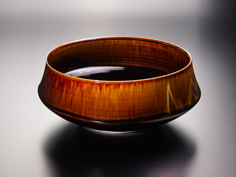Shinemon Kiln Flower Vase "Horaisan" (Mount Horai) - Tortoiseshell Tenmoku