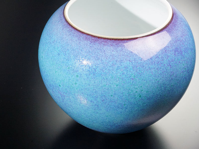 Shinemon Kiln Flower Vase "Aoi Sora" Blue Sky - Jun Glaze, Arita Ware
