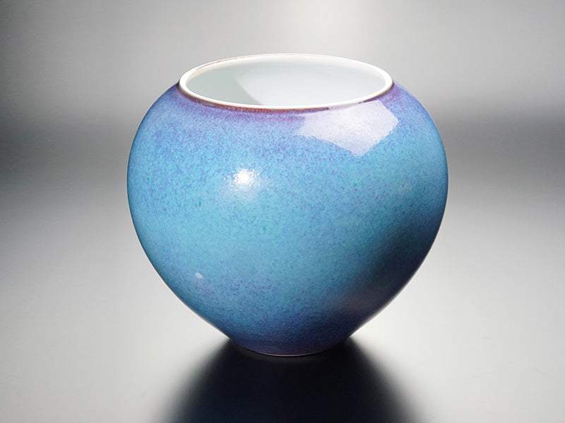Shinemon Kiln Flower Vase "Aoi Sora" Blue Sky - Jun Glaze, Arita Ware