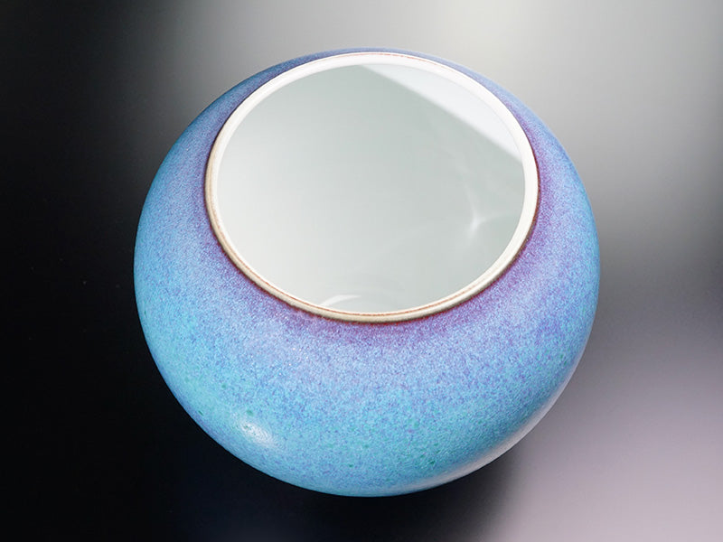 Shinemon Kiln Flower Vase "Aoi Sora" Blue Sky - Jun Glaze, Arita Ware