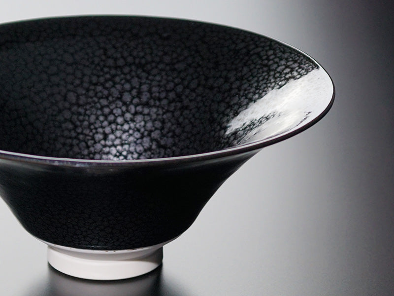 Flat Matcha Bowl (Chawan) - Oil-Spot Tenmoku, Shinemon Kiln, Arita Ware