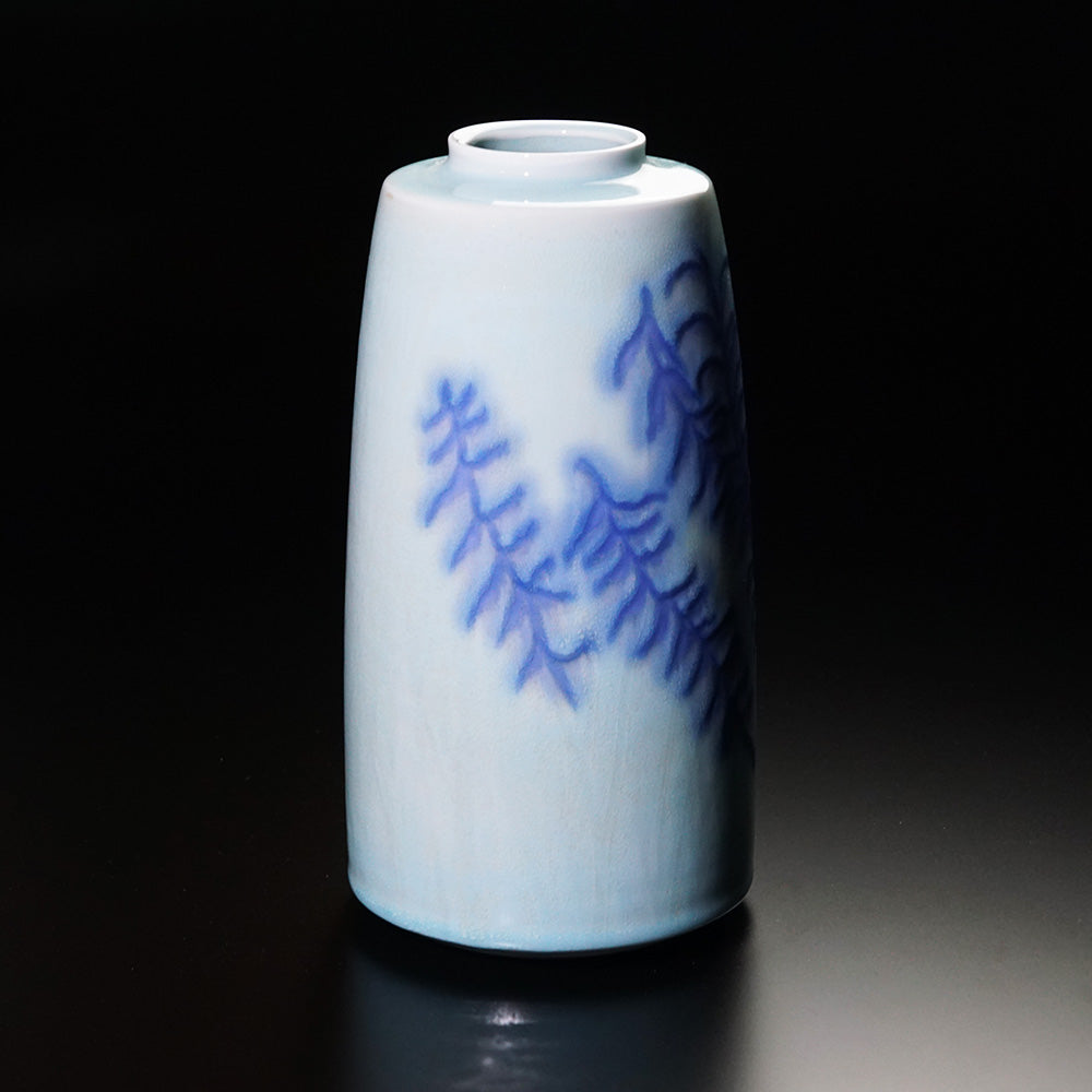 Shinemon Kiln Kinuta Celadon Floral Vase - Arita Ware