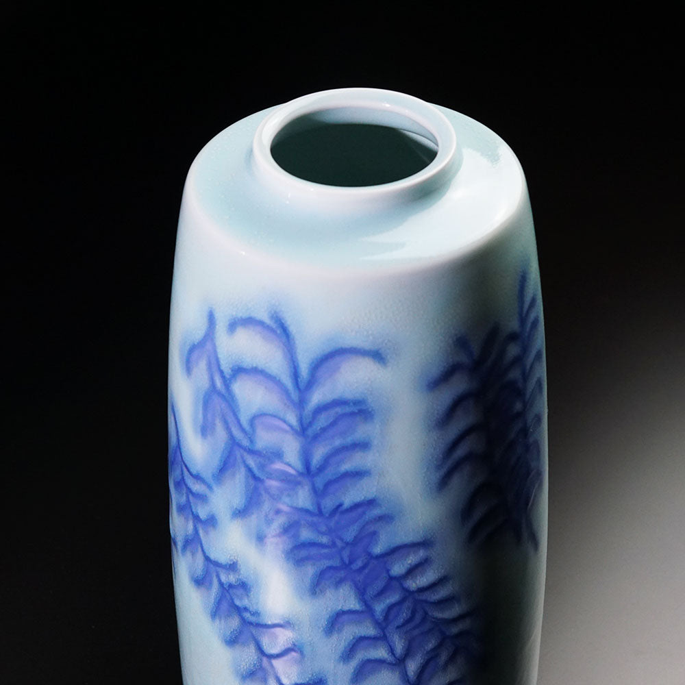 Shinemon Kiln Kinuta Celadon Floral Vase - Arita Ware