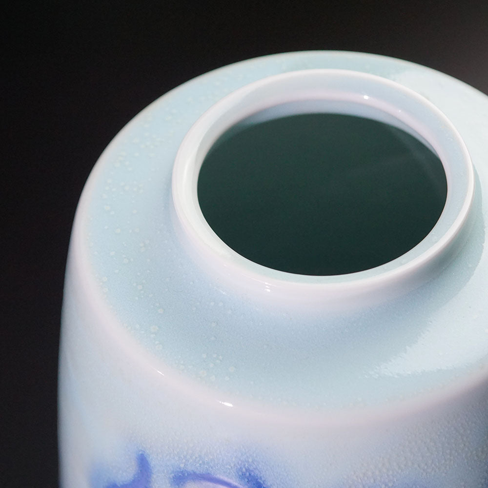 Shinemon Kiln Kinuta Celadon Floral Vase - Arita Ware