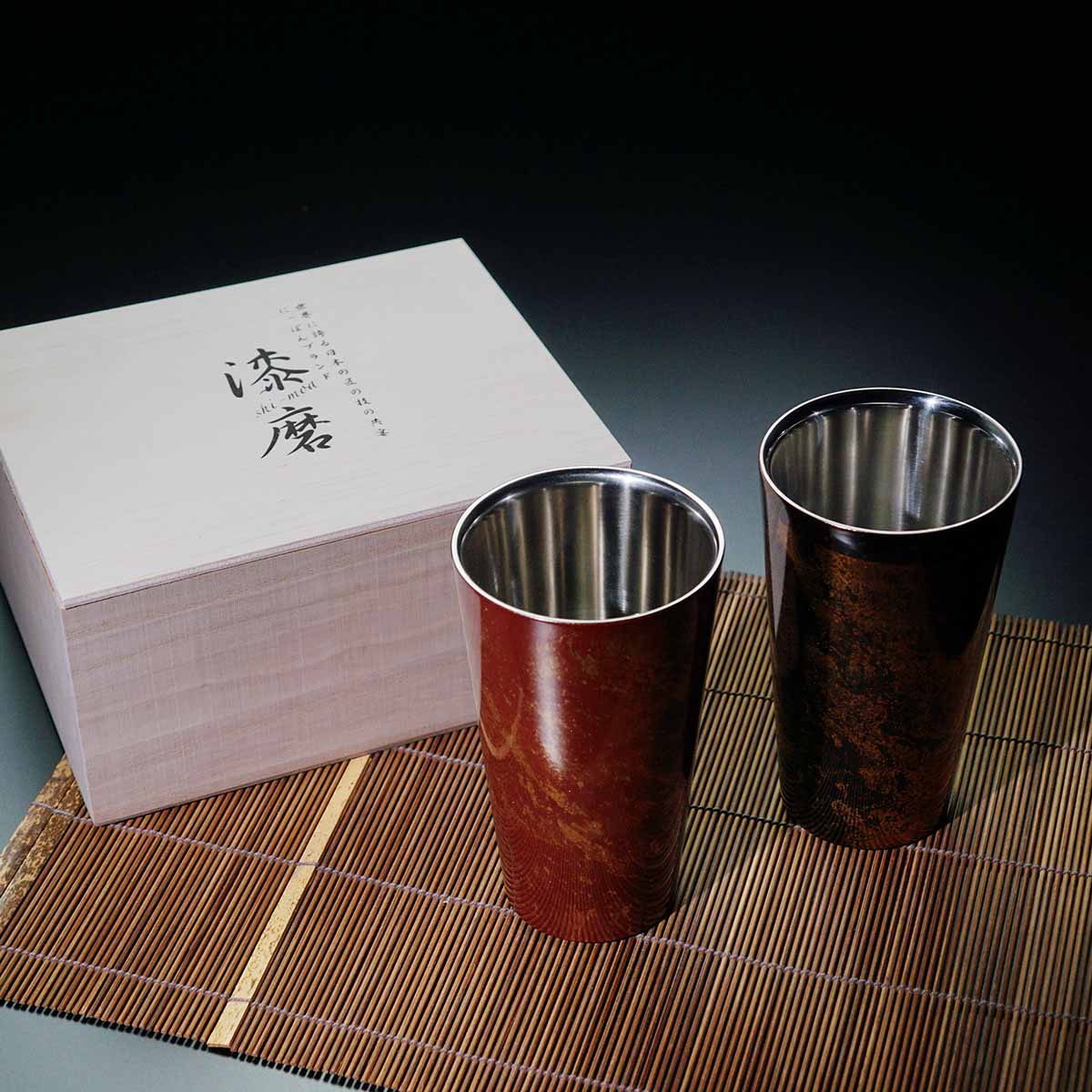 Shima Cup Pair Beer Glasses "Byakudan" - Yamanaka Lacquerware