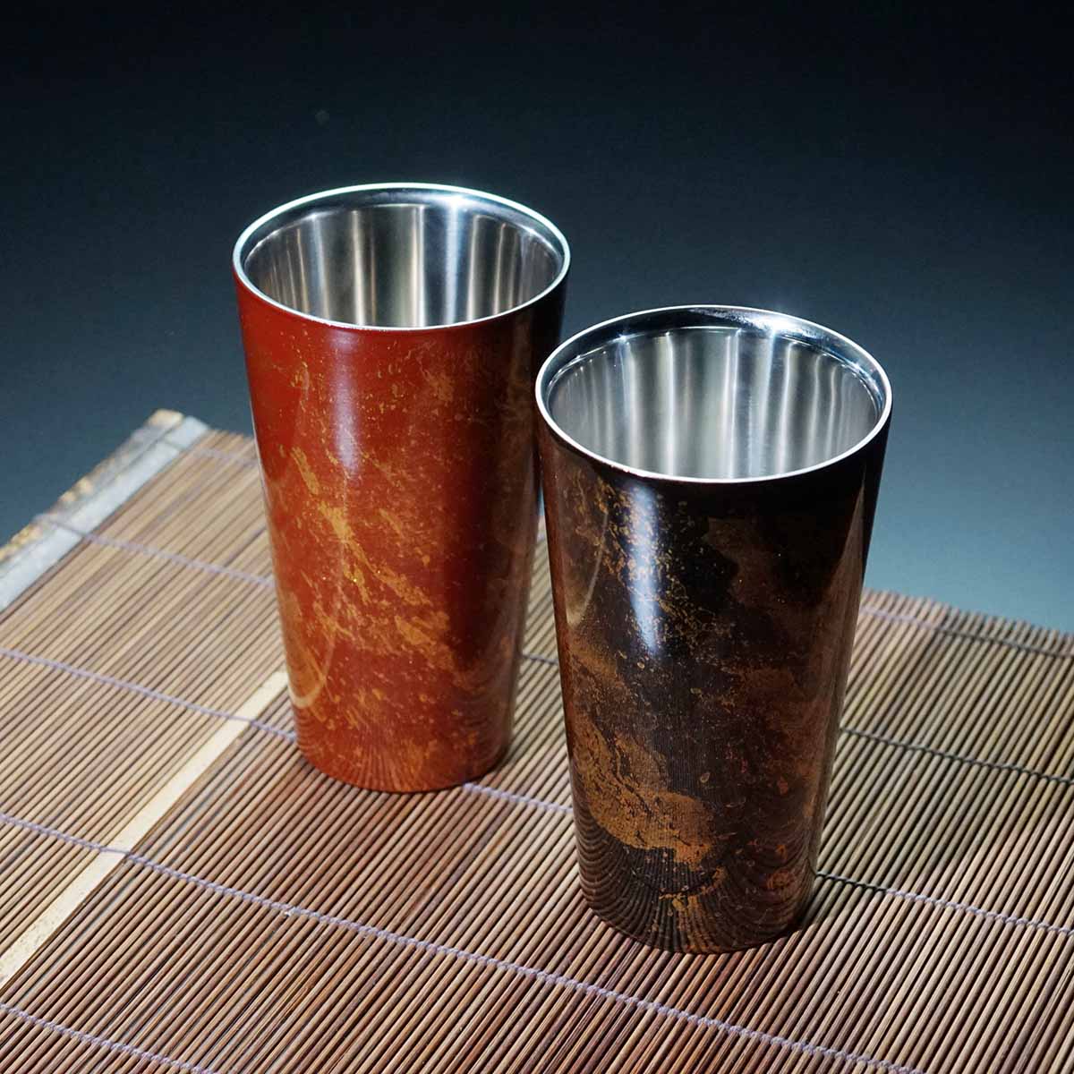 Shima Cup Pair Beer Glasses "Byakudan" - Yamanaka Lacquerware