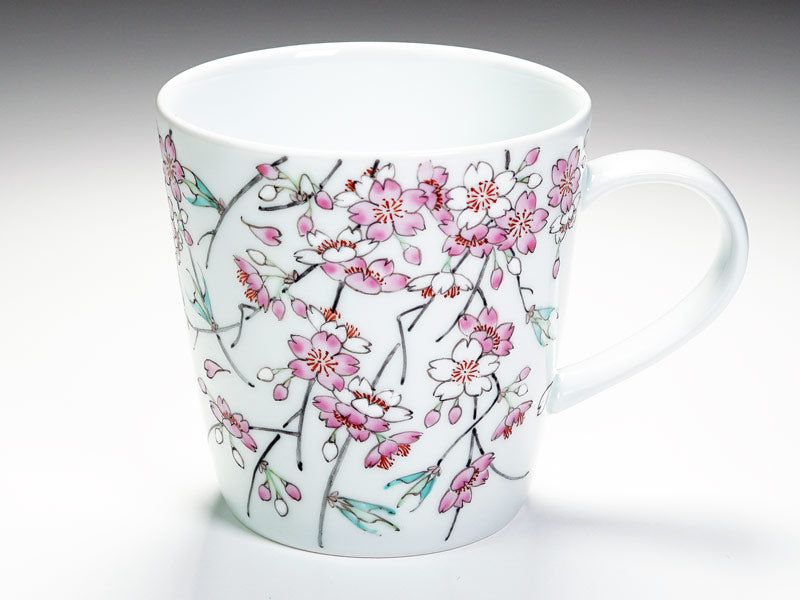 Arita Ware Gokusai Cherry Blossoms Coffee Mug - Hand Written by Obata Yuji