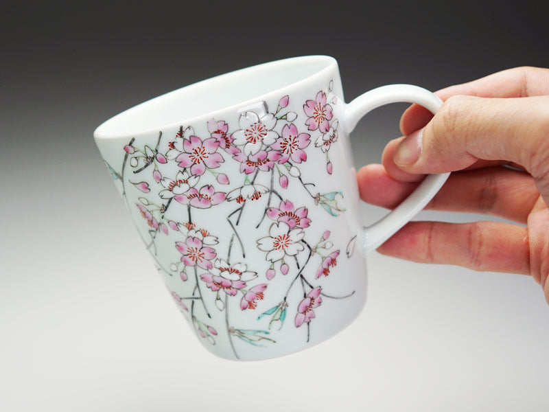 Arita Ware Gokusai Cherry Blossoms Coffee Mug - Hand Written by Obata Yuji