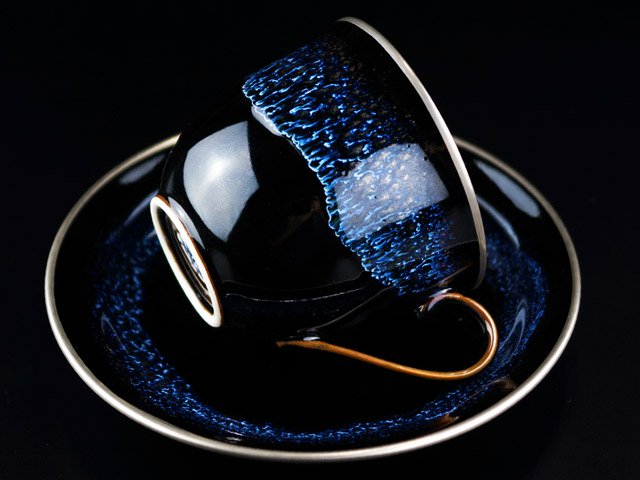Bol à café or/platine brillant Étoile bleue « Yoko Gekko »