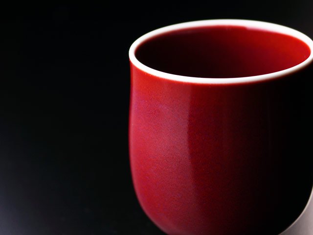 Paire couple tasse à thé Arita ware Yohen cinabre