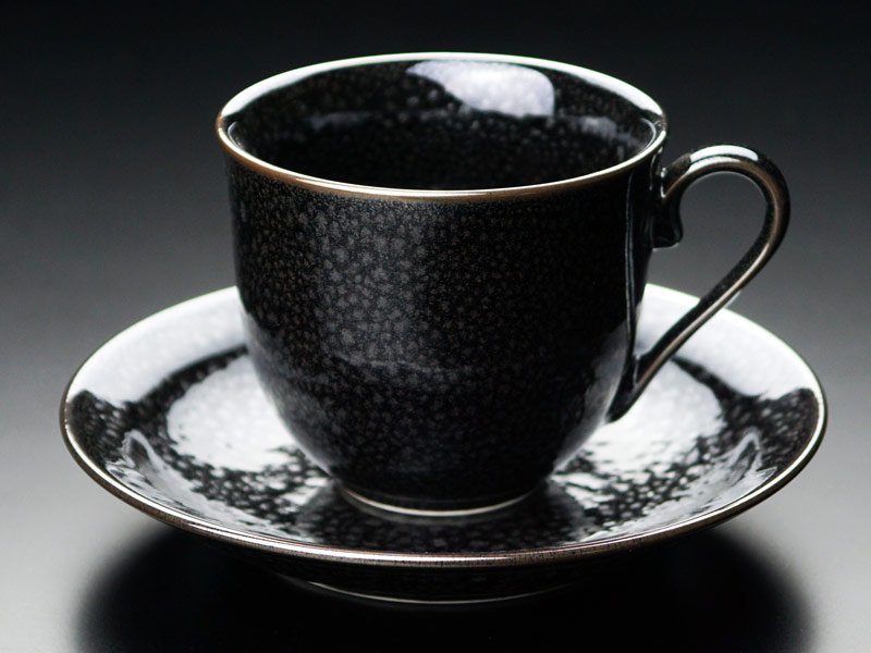 Shinemon Kiln Silver Yuteki Tenmoku Coffee Cup - Arita Ware