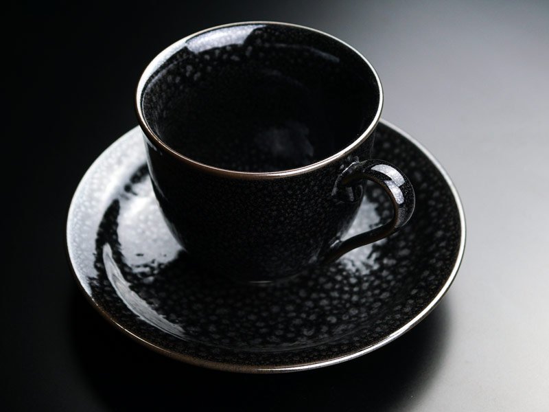 Shinemon Kiln Silver Yuteki Tenmoku Coffee Cup - Arita Ware