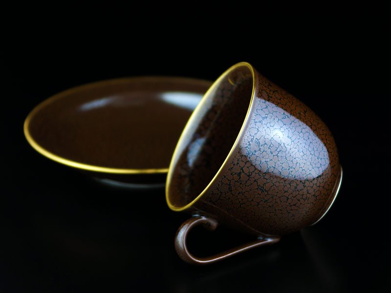 Shinemon Kiln Yuteki Tenmoku Honkinsai Coffee Cup - Arita Ware