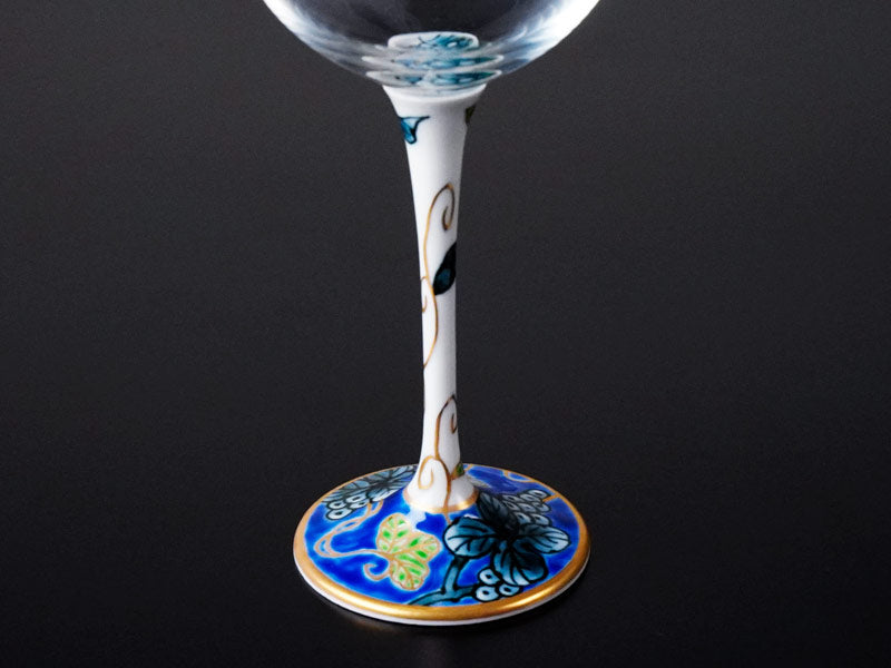 Arita Ware Wine Glasses - Somenishiki Blue Grapes Design