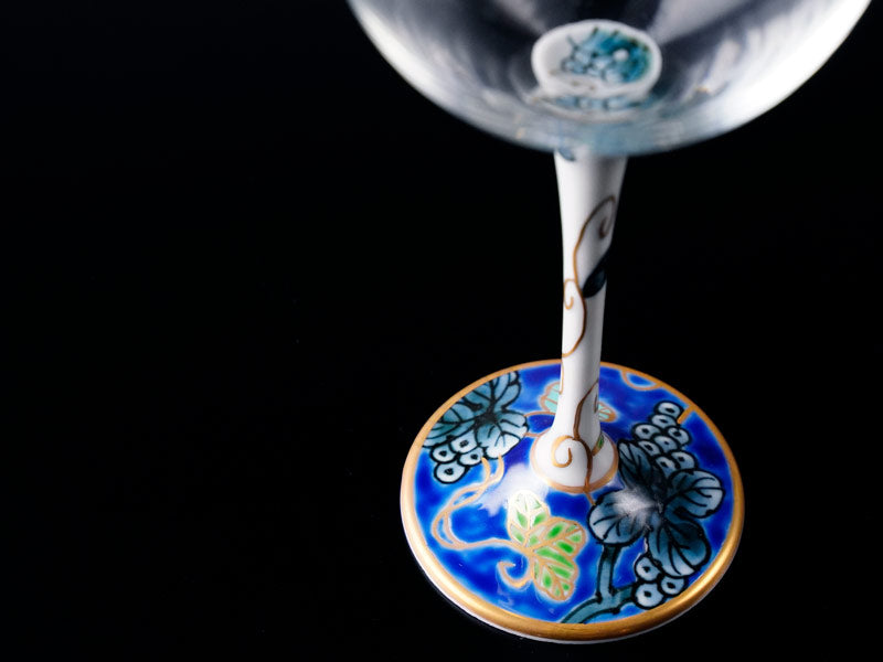 Arita Ware Wine Glasses - Somenishiki Blue Grapes Design