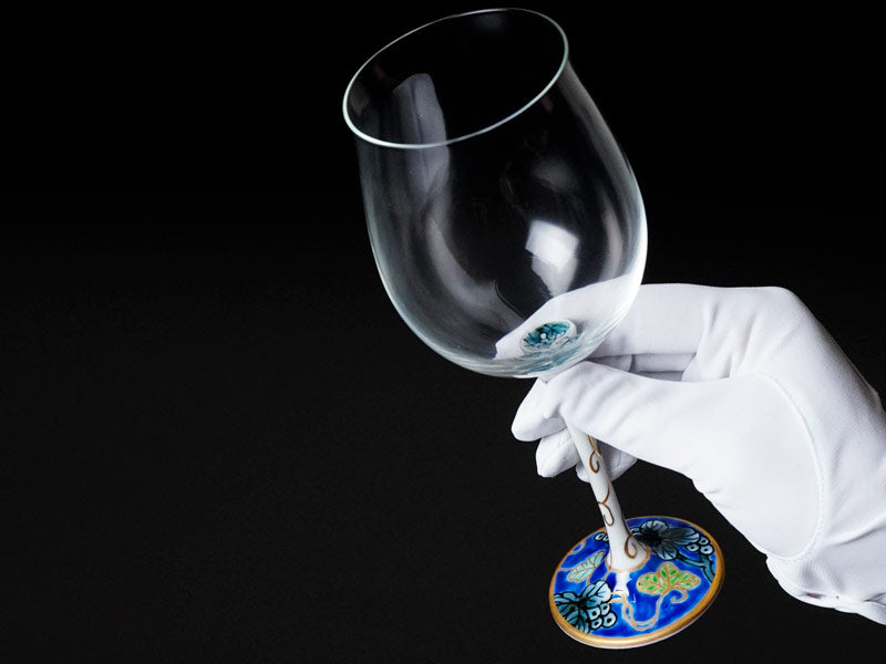 Arita Ware Wine Glasses - Somenishiki Blue Grapes Design