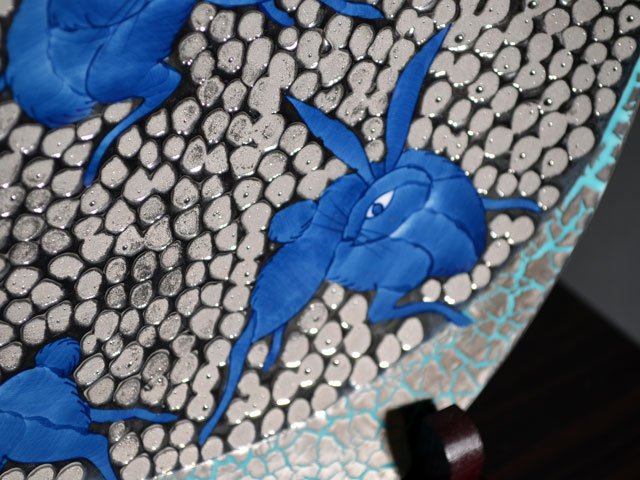 Arita Ware Large Decorative Plate - Rabbit, Somenishiki with Platinum
