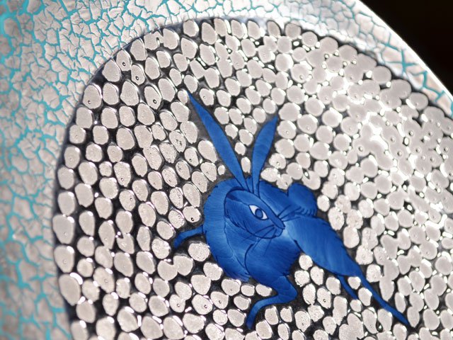 Arita Ware Large Decorative Plate - Rabbit, Somenishiki with Platinum